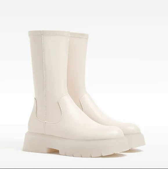 Bershka Shoes Bershka Chunky White Pull On Platform Chelsea